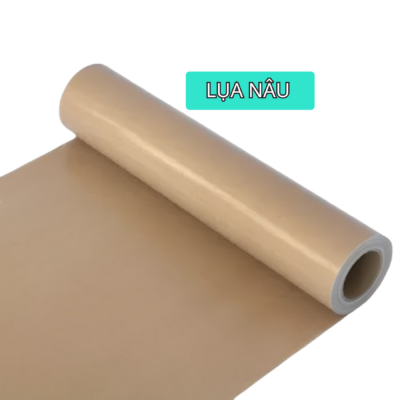 Lụa nâu chịu nhiệt không dính Khổ 1mx1m - Vải Teflon đa năng chịu nhiệt tốt sử dụng cho máy ép keo, máy hàn miệng túi, nướng bánh,.. (bán theo mét)